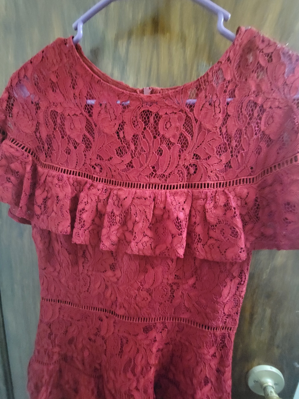 Bb Dakota Rsvp Red Lace Ruffled Mini Dress - Picture 2 of 7